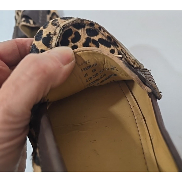 Coach Fredrica Brown Leopard Print Slip On Driving Loafer Flats Womens Size 6.5B - Picture 10 of 12